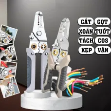 Kìm tuốt dây điện đa năng 9 trong 1 dụng cụ kiềm cắt bấm cos dây tách vỏ xoắn dây cho thợ điện bằng thép không gỉ 2.2