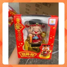 Tượng Thần Tài Gật Đầu Cầm Thỏi Vàng - Dùng năng lượng mặt trời, mang lại may mắn, tài lộc, quan lộ thăng tiến